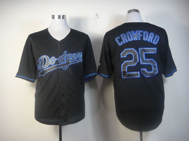 Men Los Angeles Dodgers #25 Crawford Black MLB Jerseys
